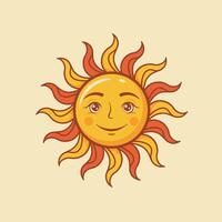 Sun with a smiley face logo design vector