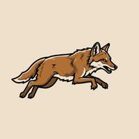 Running fox logo design on a beige background vector