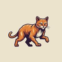 Cat running logo design vector