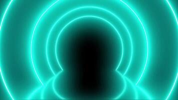 Looping curved tunnel animation with glowing cyan neon lights. Features a clean and futuristic look, ideal for sci-fi interfaces, VJ visuals, or abstract motion backgrounds. video