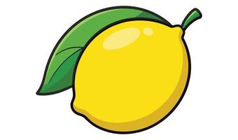 Yellow lemon with green leaf isolated, on white background vector