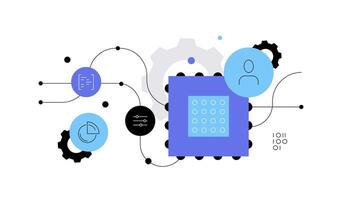 Processor, machine learning. High tech concept. Flat illustration vector