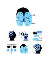 Ai, robotics and machine learning. Set of flat icons vector