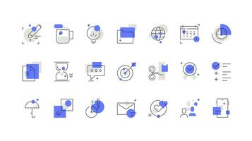 Digital business, marketing and e-commerce. Set of simple modern line art icons vector