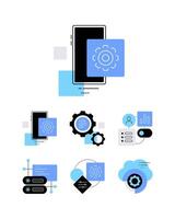 High tech and development concepts. Set of flat icons vector