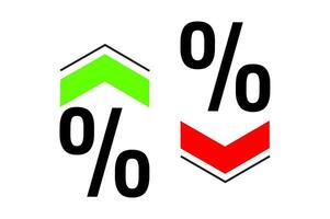 Percentage Rate Up and Down Arrows with green and red. vector