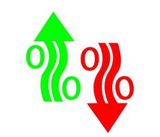 Green Up and Red Down Arrows with Percentage Curve Symbols for Financial Data vector