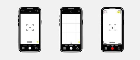 Mobile Camera App Interface. Smartphone Photo and Screen UI for Photography, Media Capture, and Application Design vector