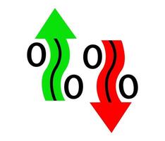 Green Up and Red Down Arrows with Percentage Curve for Data and Finance vector