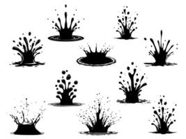 Liquid Splash Collection, Dynamic Ink and Water Drop Illustrations. vector