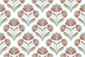 Hand drawn colorful geometric flowers. Seamless pattern with flowers for fabric, textile, clothing, wrapping paper, backdrop, banner, illustration, abstract background. vector