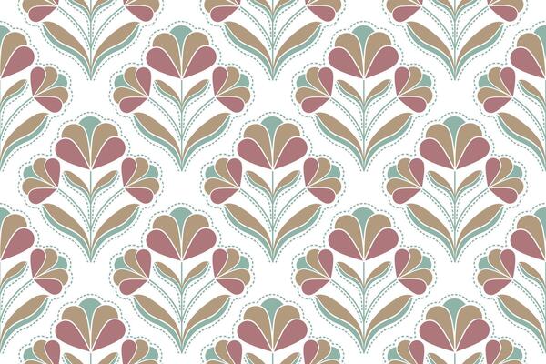 Hand drawn colorful geometric flowers. Seamless pattern with flowers for fabric, textile, clothing, wrapping paper, backdrop, banner, illustration, abstract background.