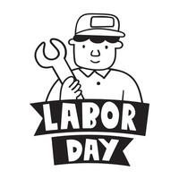 Labor day. Worker. Outline design. Illustration on white background. vector