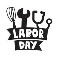 Ribbons with text - Labor day. Work tools. Graphic design. Illustration on white background. vector