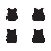 bulletproof vest silhouette set tactical armor symbols isolated on white background vector