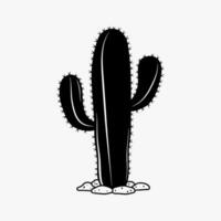 Hnad Draw black and white of a cactus vector