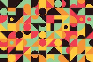 Bold mosaic seamless pattern made of flat geometric elements in colorful abstract shapes vector