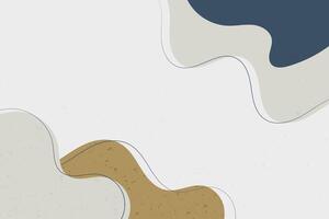 Abstract hand-drawn wavy shapes backgrounds with smooth curves and artistic texture in blue, mustard tones vector