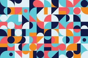 Artistic seamless mosaic pattern with colorful flat geometric shapes and bold abstract elements vector