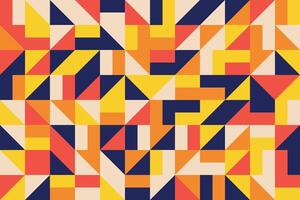 Creative abstract mosaic seamless pattern with flat geometric shapes and bold colors vector