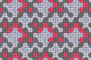 Funky and abstract retro-styled metaball tiles in red, blue, white and cream with smooth seamless connections and bold geometric form vector