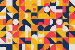 Colorful flat geometric elements creating a seamless mosaic pattern for modern abstract art vector