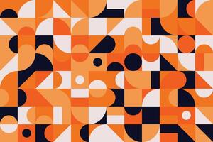 Vibrant abstract art background made with flat geometric elements and seamless mosaic patterns vector