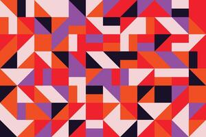 Bright abstract shapes in a flat geometric mosaic seamless pattern vector
