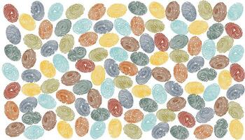 Set of colorful human fingerprints isolated on white . Authentication and identification concepts. Personal id. Concept of diversity, racial equality. vector