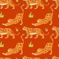 Seamless pattern with leopard on dark background vector