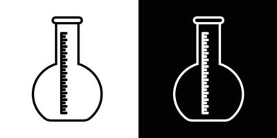 Black and White Laboratory Flask Icon with a Measurement Scale vector