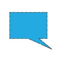 A single blue speech bubble outlined in black with a comic book style placed on a white isolated background. vector