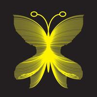 Abstract Yellow Butterfly Art with Radiating Lines on Black Background vector