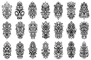 Set of abstract vintage, ornamental decorative design elements. Swirl decorative flourish patterns collection. vector