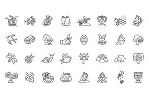 spring icons set isolated design vector