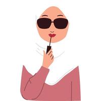 Hijab woman does make up vector