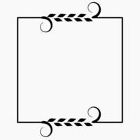 Minimalist black square border frame with decorative leaf graphic illustration vector