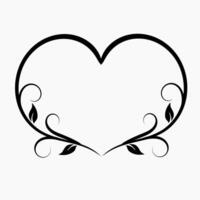 Heart border with decorative black leaf and swirl pattern graphic illustration vector