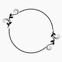 Black circle frame with decorative leaf border and swirl pattern clip art illustration vector