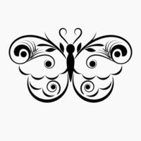 Butterfly insect with leaf and swirl pattern graphic illustration vector