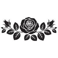 horizontal Black silhouettes and white vignette with a rose. with white background vector