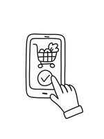 digital interaction with interface, mobile app with payment button vector