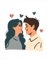 Man and woman looking lovingly at each other tenderness and understanding vector