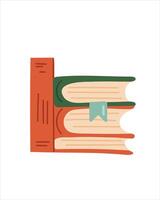 Minimalist stack of books with bookmarks for educational projects vector