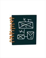 Spiral notebook with drawings symbol of creative thinking and planning vector