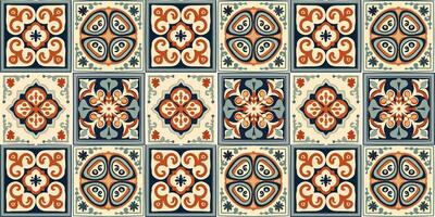 seamless pattern Ornament tile texture designsquare shape ceramic tile set vector
