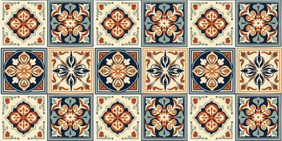 A square shape ceramic tile, ornament texture design, moroccan arabesque style, seamless pattern vector