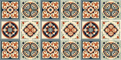 Ceramic tile, ornament texture design, moroccan arabesque style, square shape seamless pattern vector