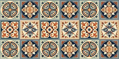 seamless pattern of a square shape ceramic tile, ornament texture design, moroccan arabesque style vector