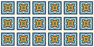 Seamless pattern of geometric ornament tiles texture vector